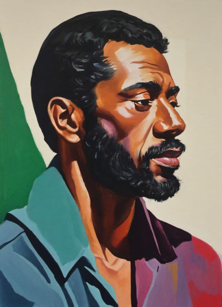 Gouache,Gouache, People, man, 1boy, male focus, facial hair, solo, black hair, beard, mustache, shirt, manly