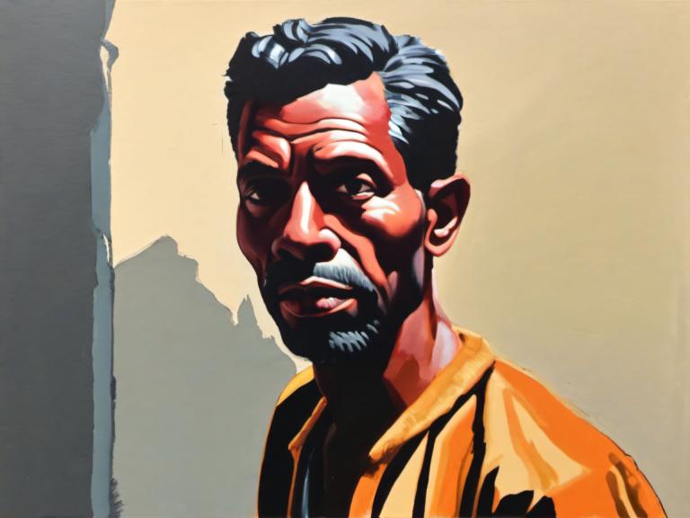 Gouache,Gouache, People, man, 1boy, male focus, facial hair, solo, black hair, beard, mustache, shirt, shadow