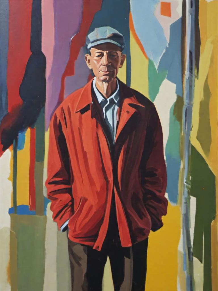 Gouache,Gouache, Gente, hombre, 1 chico, enfoque masculino, sombrero, camisa, solo, pantalones, chaqueta roja