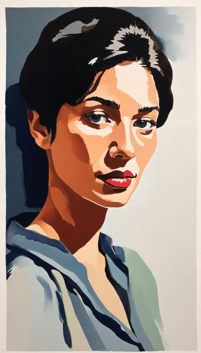 Gouache,Gouache, People, woman, solo, black hair, male focus, 1boy, black eyes, shadow, lipstick