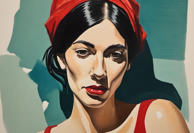 Gouache,Gouache, People, woman, solo, black hair, 1girl, lipstick, parody, makeup, black eyes, red lips