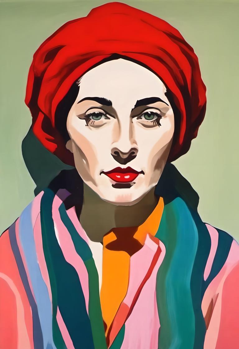 Gouache,Gouache, Gente, mujer, solo, payaso, ojos verdes, lápiz labial, constituir, 1 chica