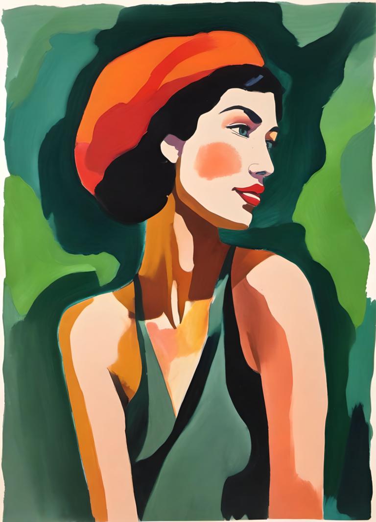 Gouache,Gouache, People, woman, 1girl, solo, black hair, makeup, upper body, lipstick, facepaint, dress