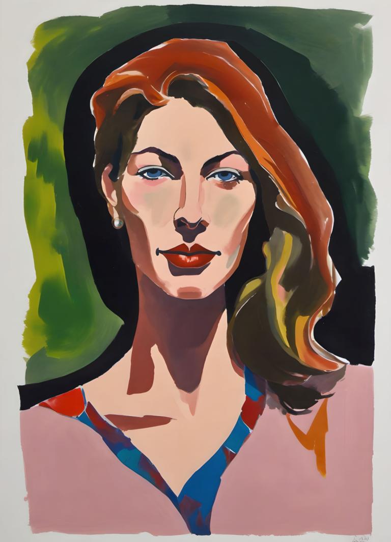 Gouache,Gouache, People, woman, solo, 1girl, earrings, blue eyes, brown hair, jewelry, makeup