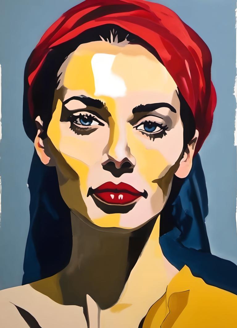 Gouache,Gouache, People, woman, solo, 1girl, blue eyes, facepaint, makeup, lipstick, clown, looking at viewer