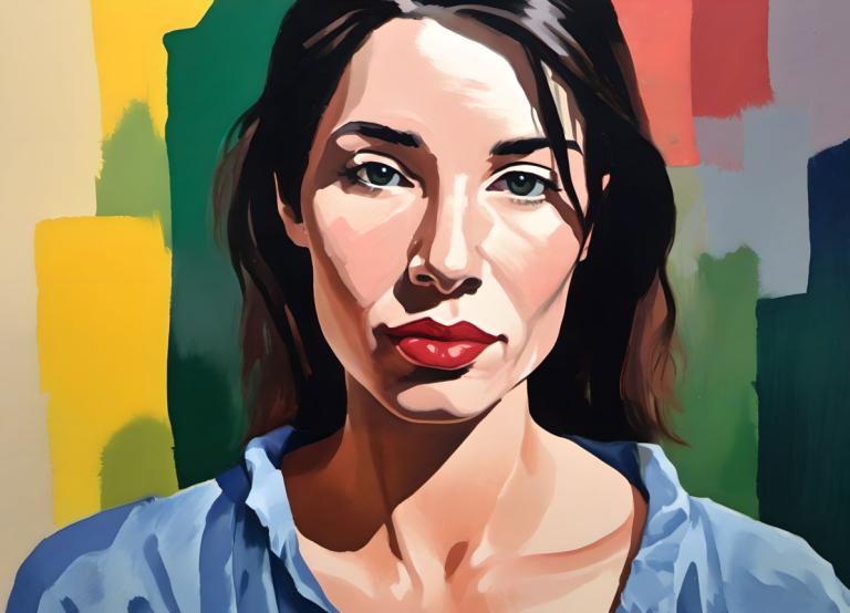 Gouache,Gouache, People, woman, solo, 1girl, looking at viewer, brown hair, shirt, red lips, black hair