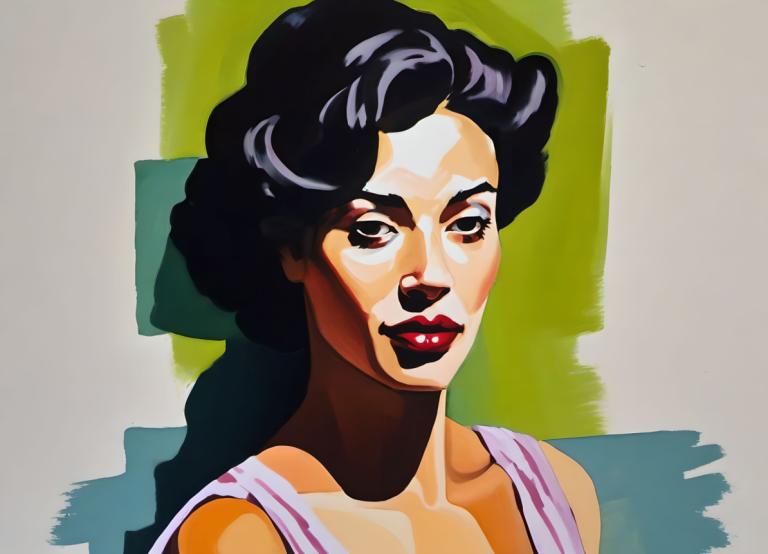 Gouache,Gouache, People, woman, solo, 1girl, black hair, lipstick, makeup, red lips, brown eyes, long hair