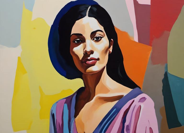 Gouache,Gouache, People, woman, 1girl, solo, black hair, long hair, black eyes, lips, looking at viewer