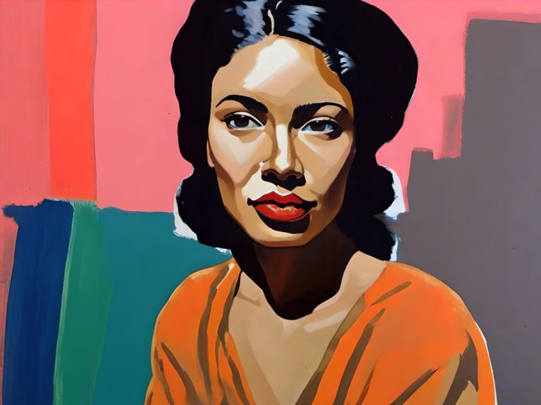 Gouache,Gouache, People, woman, solo, black hair, 1girl, looking at viewer, parody, brown eyes, red lips