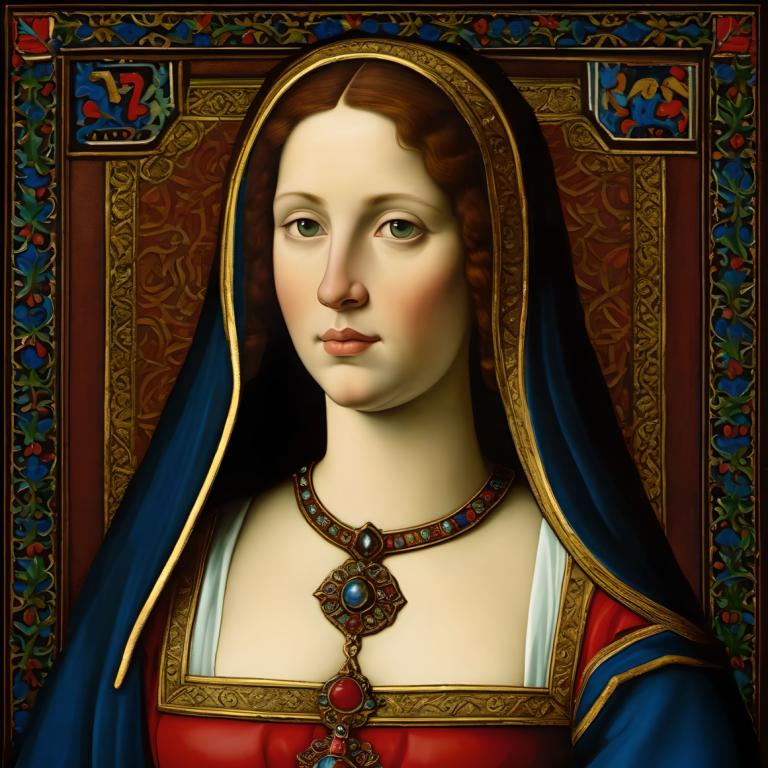 Enamel Art,Enamel Art, People, medieval european woman, portrait, 1girl, solo, jewelry, fine art parody