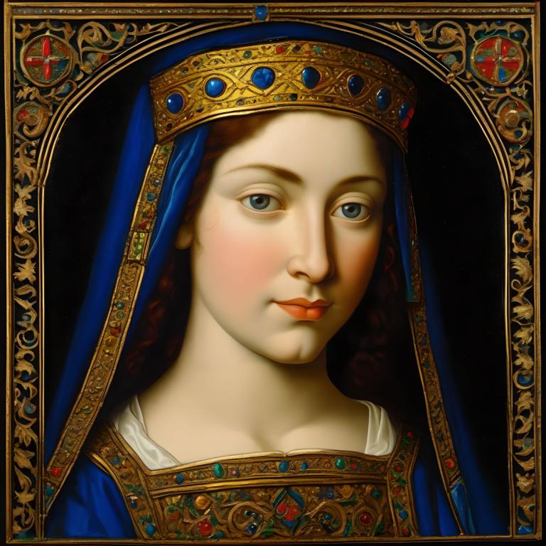 Enamel Art,Enamel Art, People, medieval european woman, portrait, 1girl, solo, blue eyes, portrait