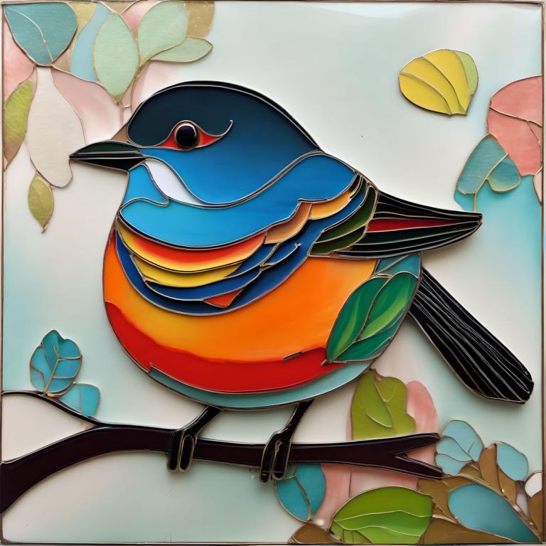 Enamel Art,Enamel Art, Animal, bird, no humans, leaf, bird, animal focus, border, pokemon (creature), solo