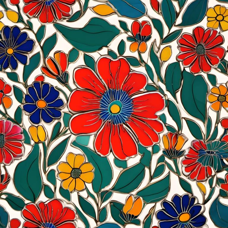 Enamel Art,Enamel Art, Nature, flowers, flower, no humans, red flower, orange flower, leaf, yellow flower