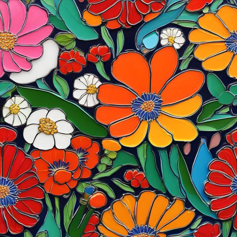 Enamel Art,Enamel Art, Nature, flowers, flower, no humans, orange flower, red flower, still life