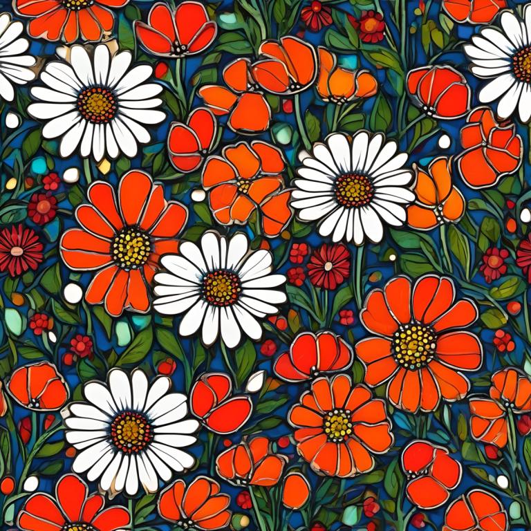 Enamel Art,Enamel Art, Nature, flowers, flower, no humans, red flower, orange flower, white flower