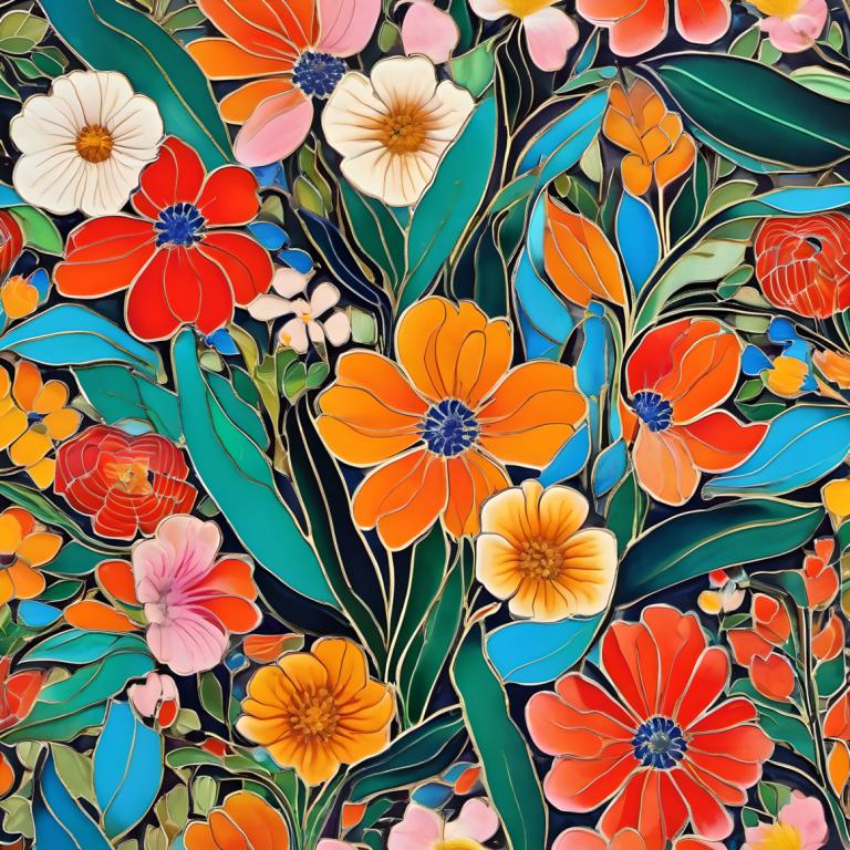 Enamel Art,Enamel Art, Nature, flowers, orange flower, flower, no humans, yellow flower, red flower, leaf