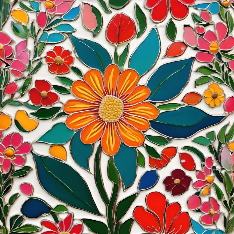 Enamel Art,Enamel Art, Nature, flowers, no humans, flower, orange flower, still life, red flower, pink flower