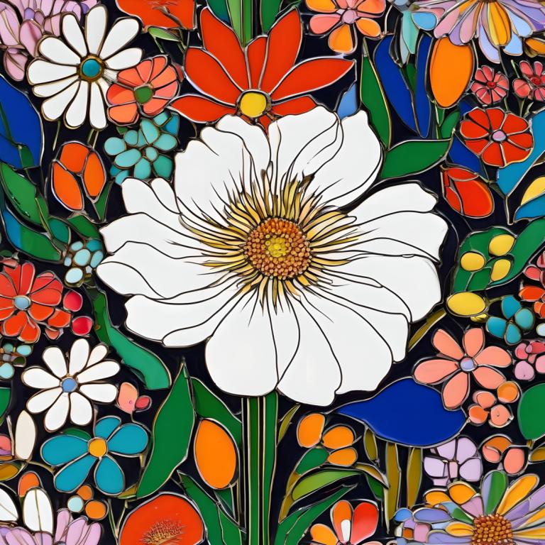 Enamel Art,Enamel Art, Nature, flowers, flower, no humans, orange flower, white flower, still life