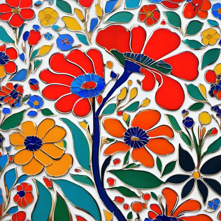 Enamel Art,Enamel Art, Nature, flowers, no humans, flower, blue flower, red flower, yellow flower