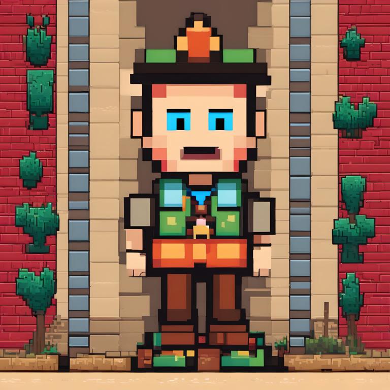 Pixel Kunst,Pixel Kunst, Menschen, Mann, 1Junge, männlicher Fokus, Solo, blaue Augen, Hemd, braune Unterhose