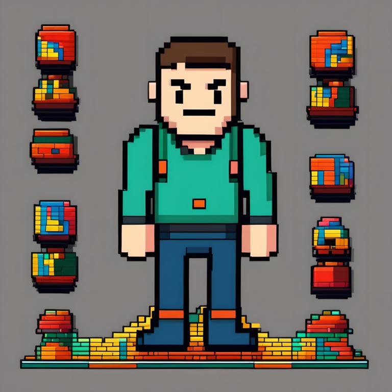 Pixel Art,Pixel Art, People, man, 1boy, male focus, grey background, brown hair, solo, shirt, facial hair