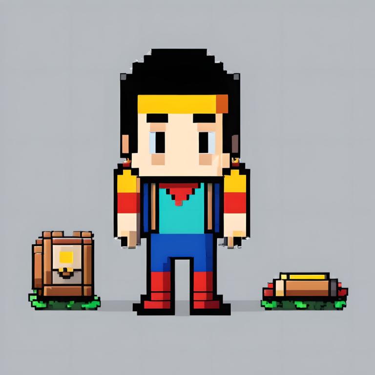 Pixel Art,Pixel Art, People, man, 1boy, male focus, grey background, solo, black hair, simple background