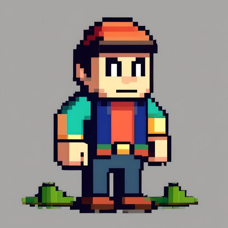 Pixel Art,Pixel Art, People, man, 1boy, male focus, solo, grey background, simple background, shirt, standing