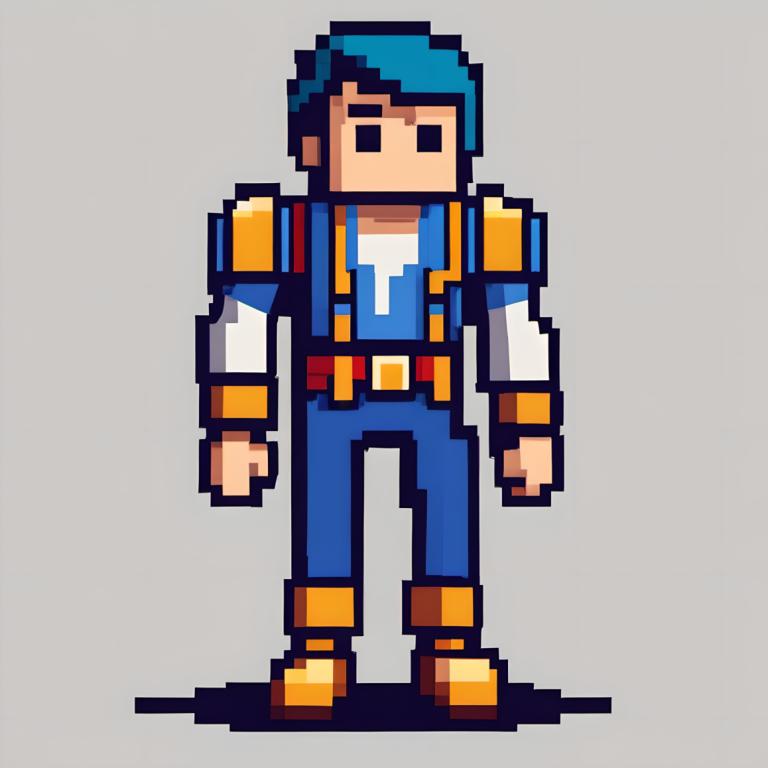 Pixel Art,Pixel Art, People, man, 1boy, solo, male focus, grey background, simple background, standing