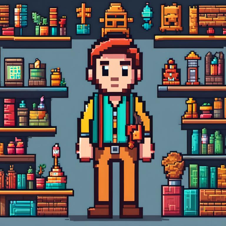 Pixel Art,Pixel Art, People, man, 1boy, solo, male focus, shirt, facial hair, pants, brown hair, suspenders