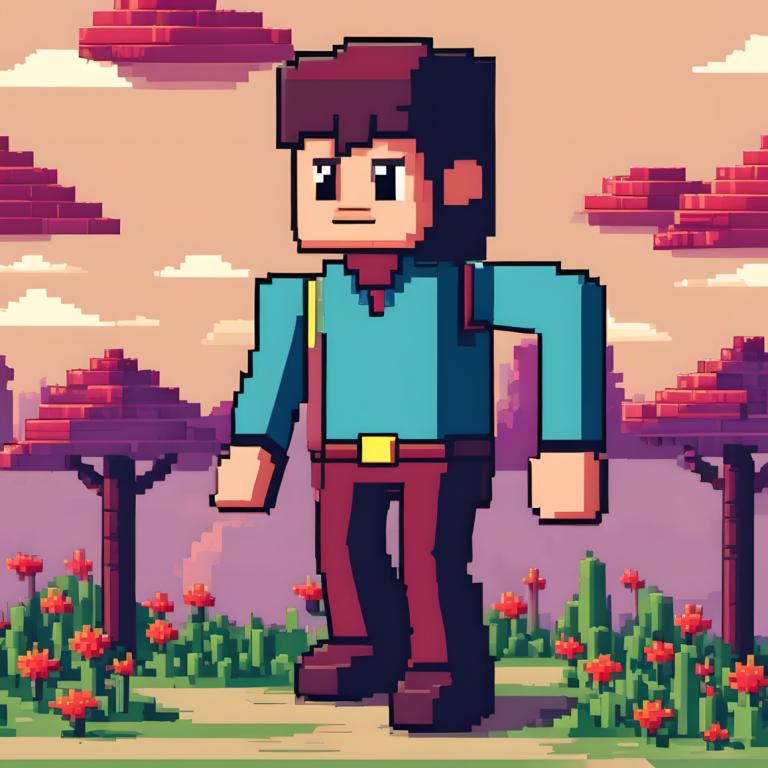 Pixel Art,Pixel Art, People, man, 1boy, solo, male focus, flower, necktie, shirt, brown hair, black eyes