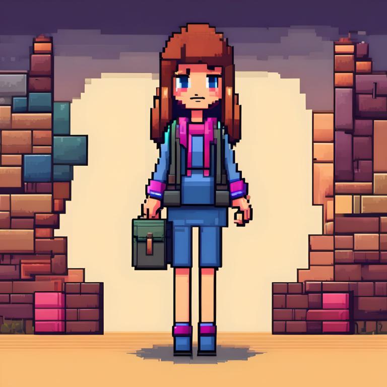 Arte pixelata,Arte pixelata, Persone, donna, assolo, capelli castani, 1 ragazza, camicia, occhi azzurri