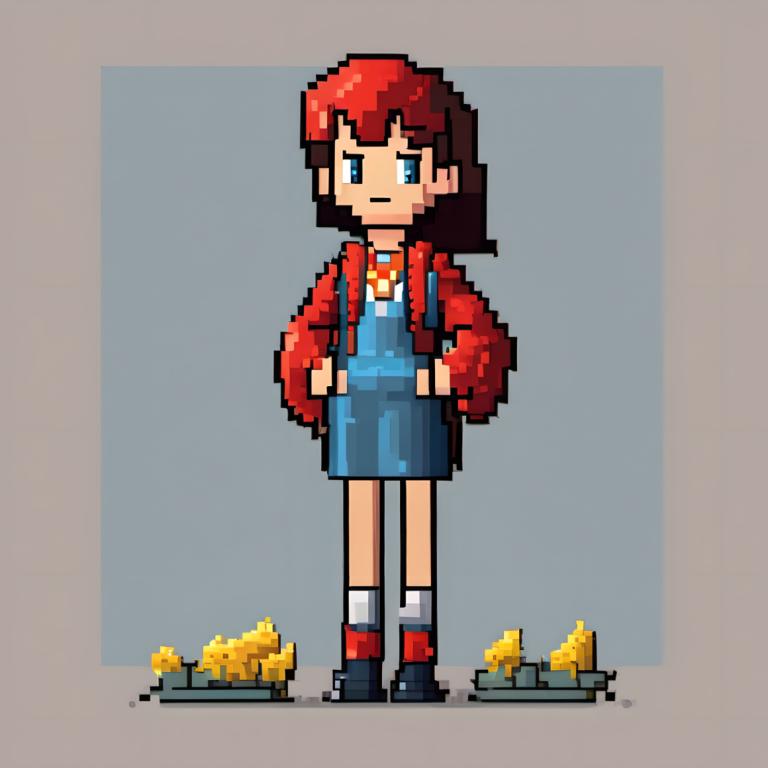 Pixel Art,Pixel Art, People, woman, 1girl, genderswap (mtf), genderswap, multicolored hair, solo, brown hair