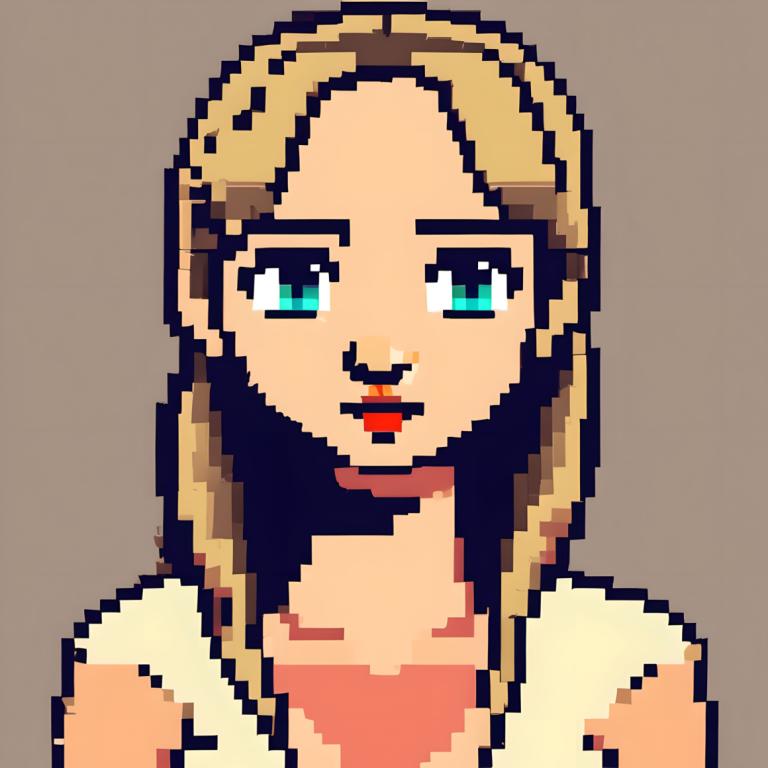 Pixel Kunst,Pixel Kunst, Menschen, Frau, Solo, 1Mädchen, blondes Haar, einfacher Hintergrund, lange Haare