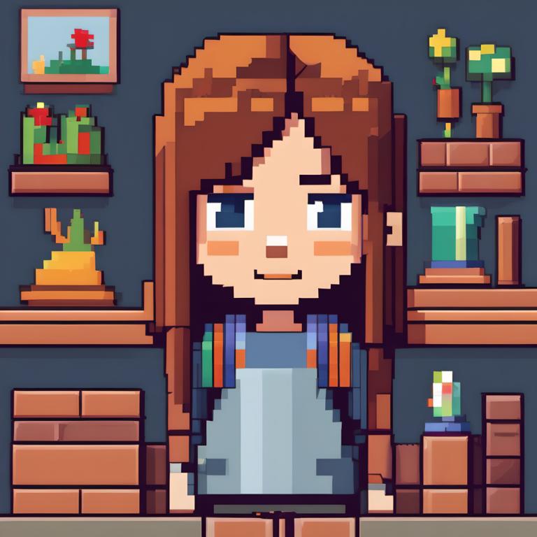 Pixel art,Pixel art, Personnes, fille, cheveux bruns, 1garçon, solo, foyer masculin, Poils