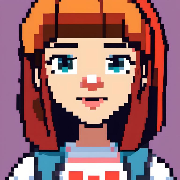 Arte de pixel,Arte de pixel, Gente, chica, solo, 1 chica, vello facial, fondo morado, fondo sencillo