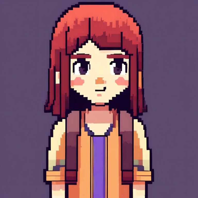 Pixel Art,Pixel Art, People, girl, solo, 1girl, blush stickers, simple background, upper body