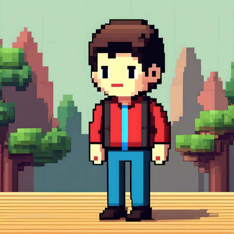 Pixel art,Pixel art, Personnes, garçon, 1garçon, foyer masculin, solo, cheveux bruns, cravate, chemise