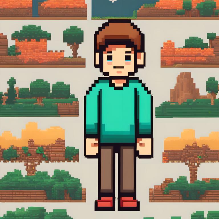 Pixel art,Pixel art, Personnes, garçon, cheveux bruns, 1garçon, solo, foyer masculin, yeux bleus, Poils