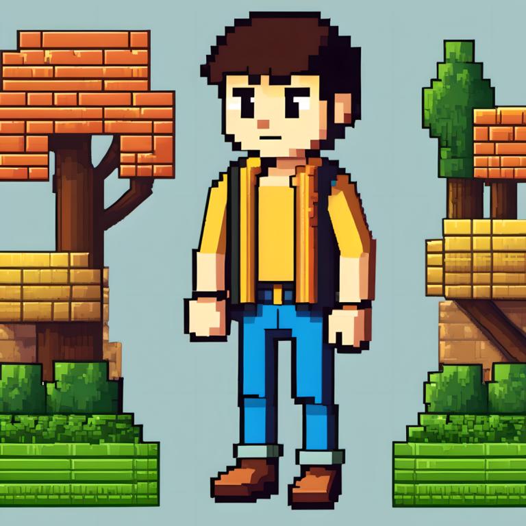 Pixel Art,Pixel Art, People, boy, 1boy, solo, male focus, brown hair, brown footwear, grey background, pants