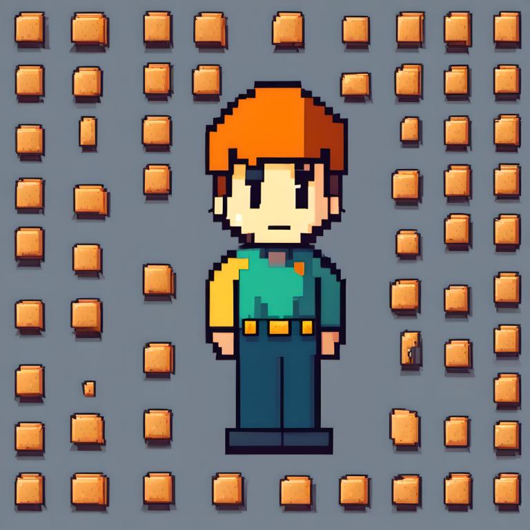 Pixel Art,Pixel Art, People, boy, solo, 1boy, grey background, male focus, shirt, belt, green shirt