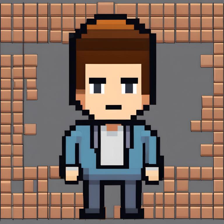 Pixel Art,Pixel Art, People, boy, 1boy, male focus, solo, brown hair, facial hair, suit, formal, jacket