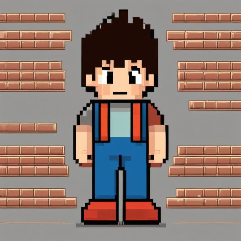 Pixel Art,Pixel Art, People, boy, solo, 1boy, male focus, grey background, red footwear, shirt, black eyes