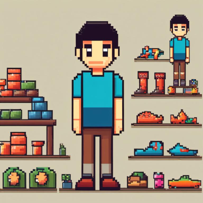 Pixel Art,Pixel Art, People, boy, 1boy, male focus, shirt, blue shirt, black hair, grey background, standing