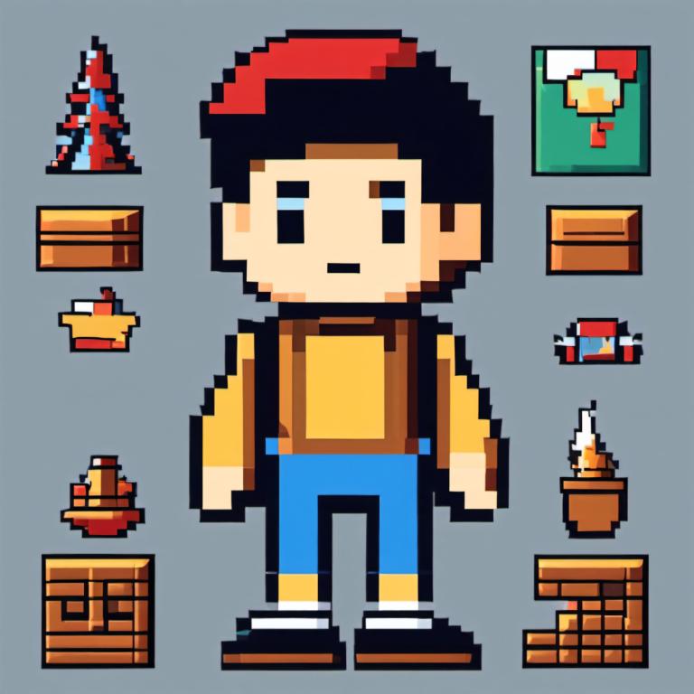 Pixel Art,Pixel Art, People, boy, 1boy, male focus, grey background, shirt, yellow shirt, solo, black hair