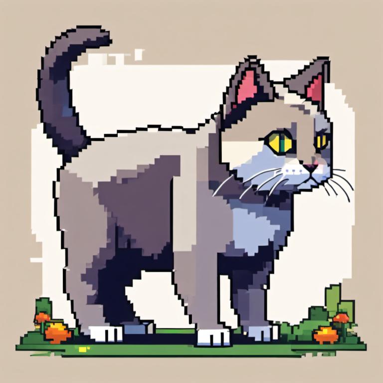 Pixel Kunst,Pixel Kunst, Tiere, Katze, keine Menschen, Katze, tierischer Fokus, gelbe Augen, Stehen