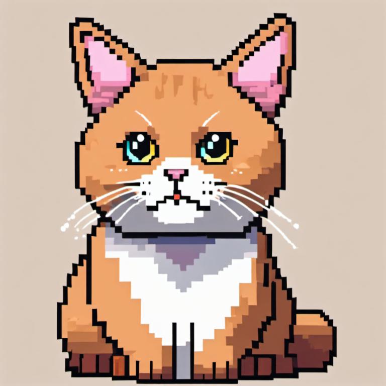 Pixel Kunst,Pixel Kunst, Tiere, Katze, Katze, keine Menschen, tierischer Fokus, einfacher Hintergrund