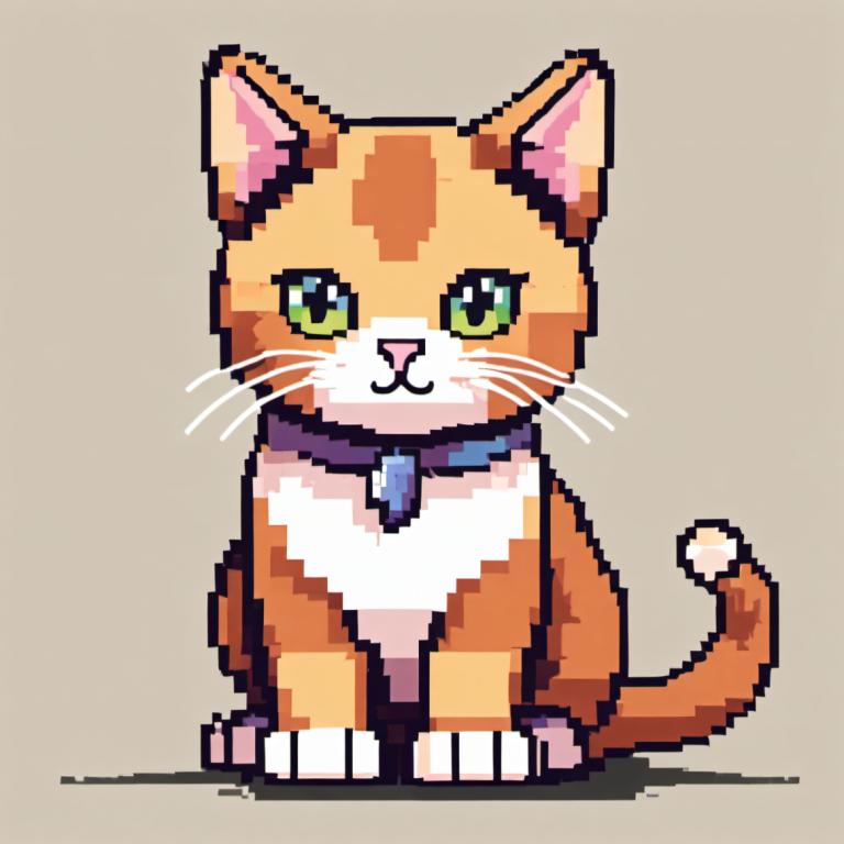 Pixel Art,Pixel Art, Animal, pisică, nici oameni, pisică, fundal simplu, ochi verzi, :3, privind privitorul