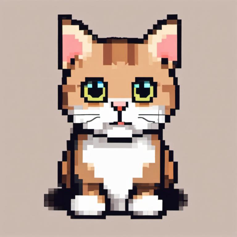 Pixel Art,Pixel Art, Animal, cat, no humans, cat, animal focus, simple background, looking at viewer