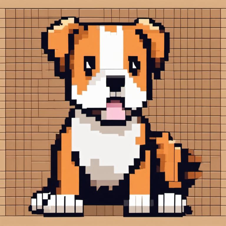 Pixelkunst,Pixelkunst, Dier, hond, geen mensen, hond, dierlijke focus, tong, open mond, solo