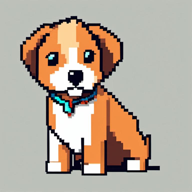 Arte de pixel,Arte de pixel, Animal, perro, no humanos, perro, fondo gris, youtuber virtual, fondo sencillo